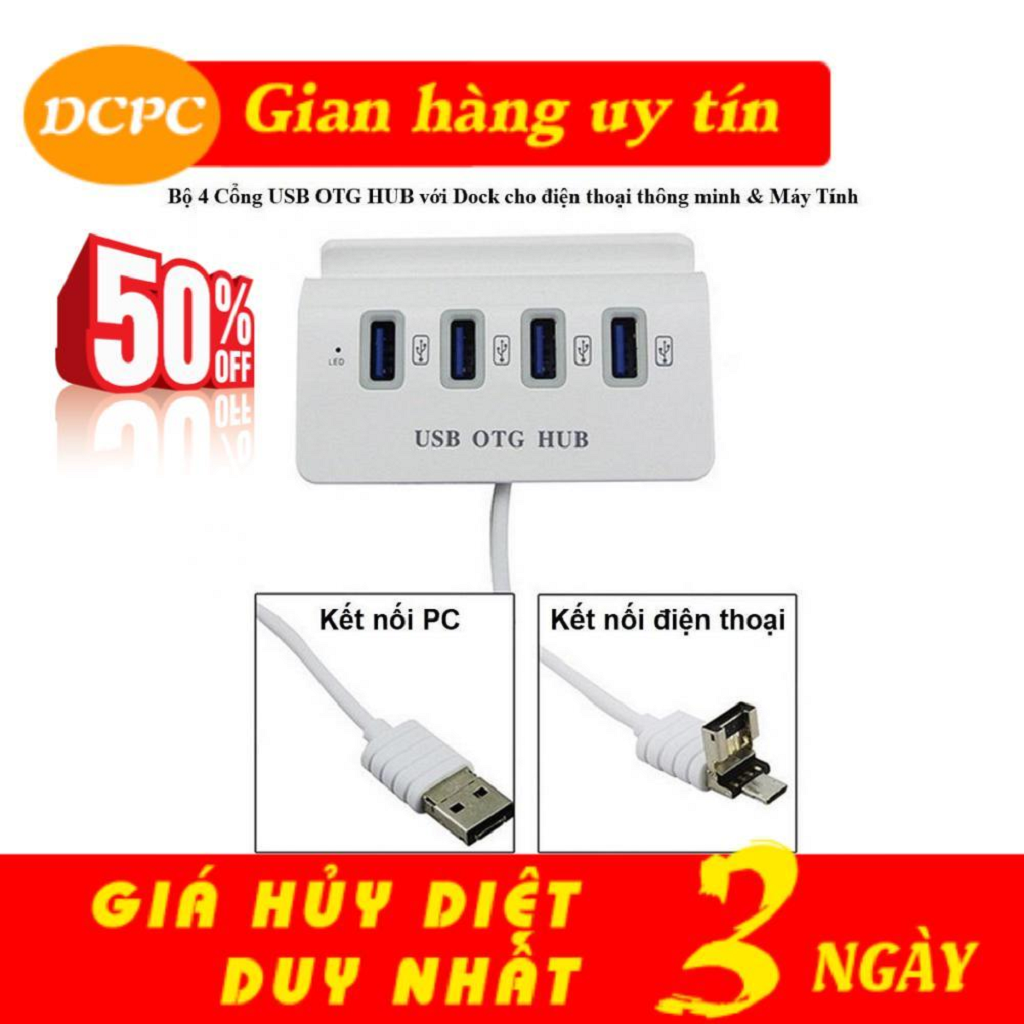 Bộ Chia 4 Cổng USB OTG HUB HUB USB OTG CAO CẤP - THIẾT BỊ KẾT NỐI ĐIỆN THOẠI VỚI BÀN PHÍM VÀ CHUỘT KẾT NỐI CHUỘT VÀ BÀN PHÍM CÙNG LÚC VỚI ĐIỆN THOẠI