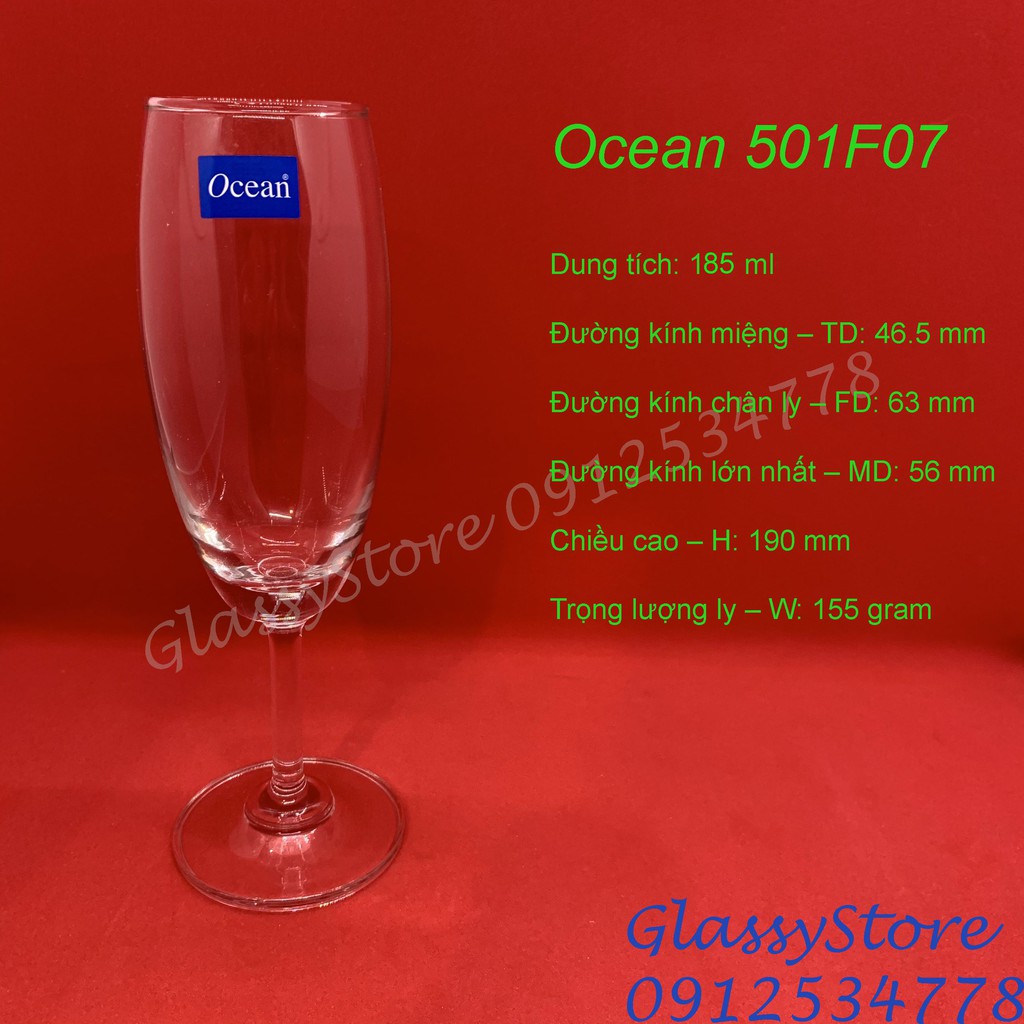Ly (cốc) thủy tinh Ocean Champagne Flute - 185ml - 1501F07 (Hàng nhập khẩu Thái Lan chính hãng) (1 cái)