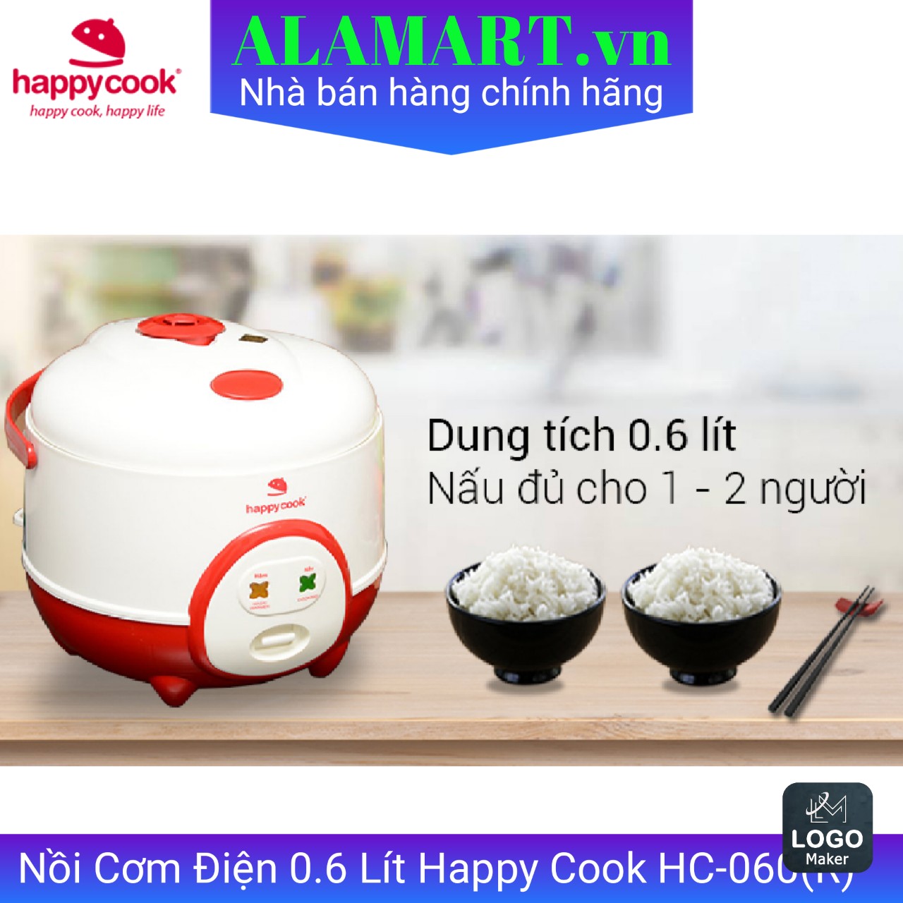 Nồi cơm điện Happy Cook 0.6L HC-060R