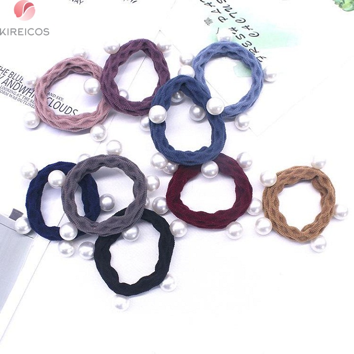 [HCM]Set 10 Dây Cột Tóc Xoăn Đính Châu Sa Nhiều Màu