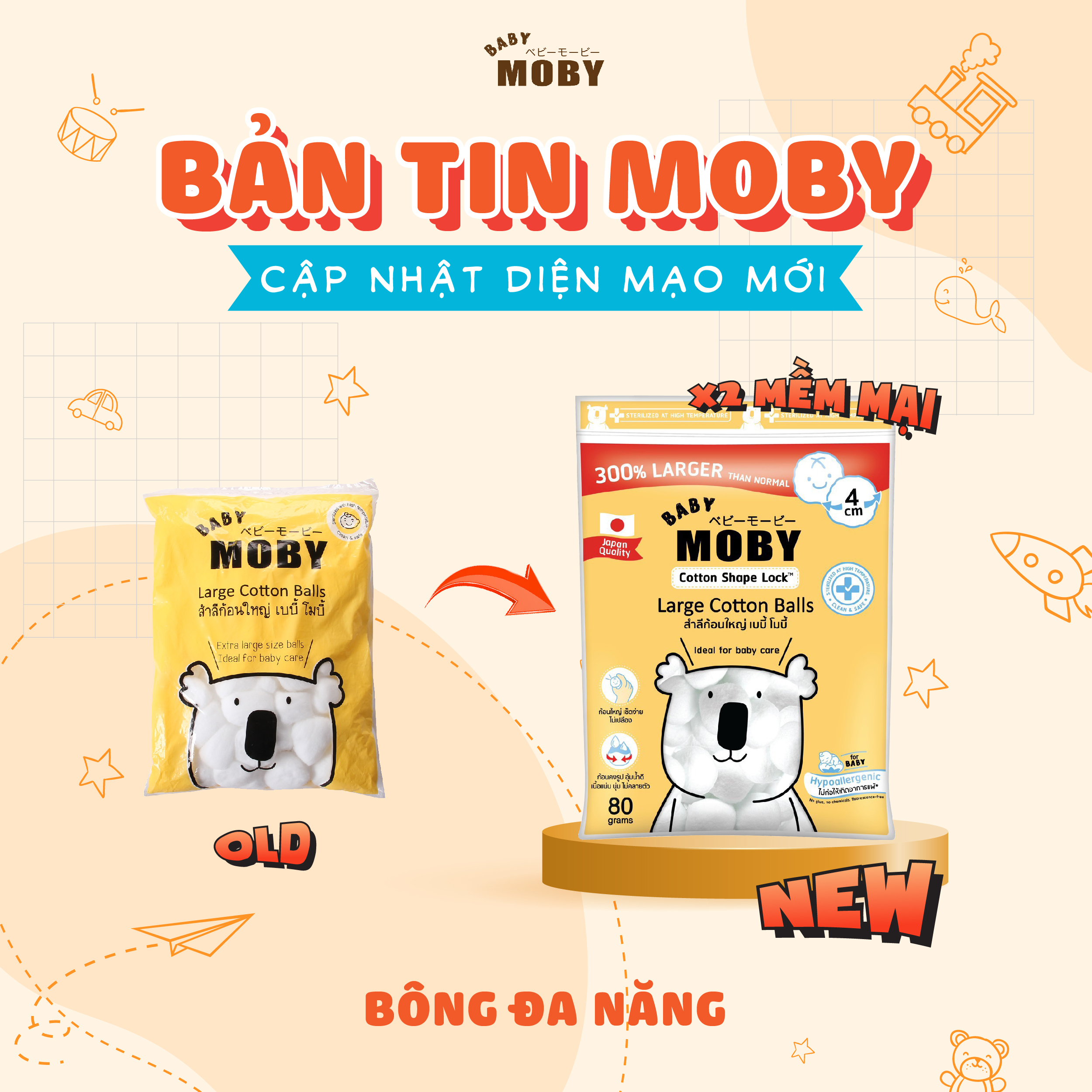 Bông đa năng Moby Baby 80gr