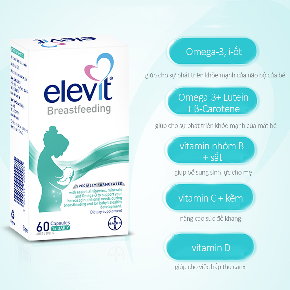 [HÀNG CHÍNH HÃNG] Elevit Cho Con Bú Và Phụ Nữ Sau Sinh 60v Của Úc