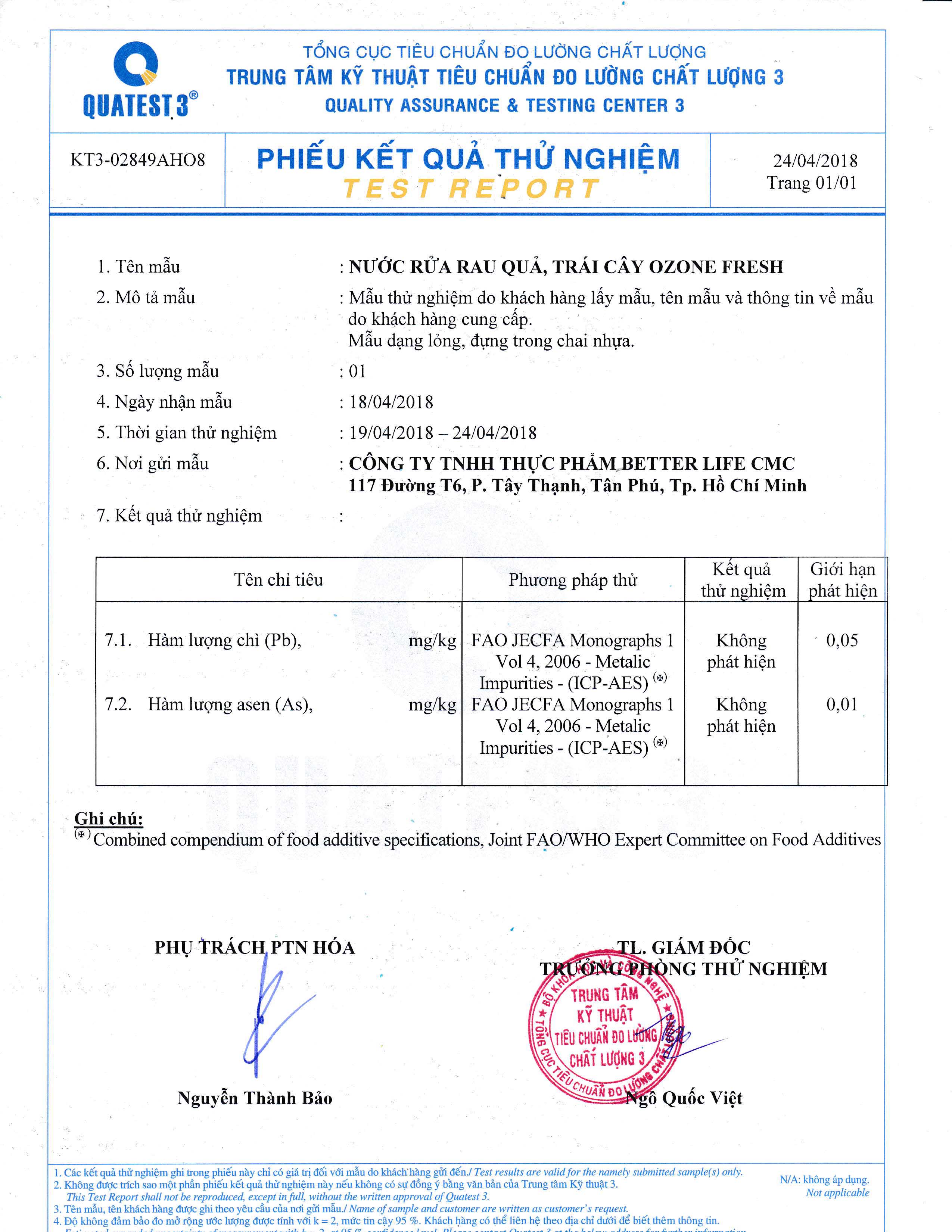 NƯỚC RỬA RAU QUẢ, TRÁI CÂY 5KG - OZONE FRESH