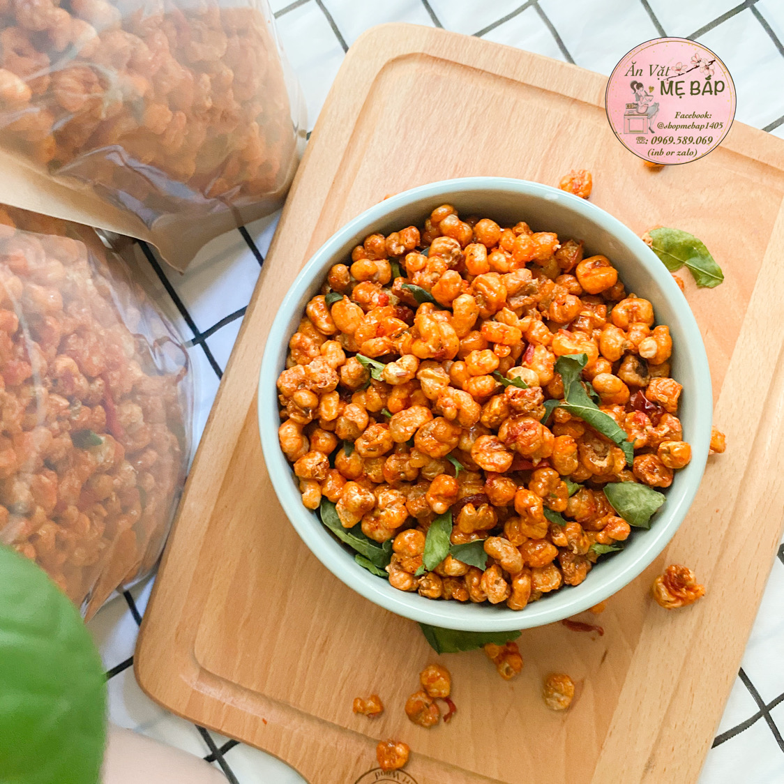 Bắp Rang Khô Bò Lá Chanh 250g - Bỏng Ngô giòn - Ngô Nếp Sấy Giòn - Shop Mẹ Bắp