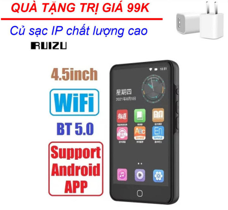 (Quà tặng trị giá 99k) Máy Nghe Nhạc Android MP4 Màn Hình Cảm Ứng 4.5 Inch Bluetooth WiFi Ruizu H5 Bộ Nhớ Trong 16GB (HỖ TRỢ TIẾNG VIỆT)