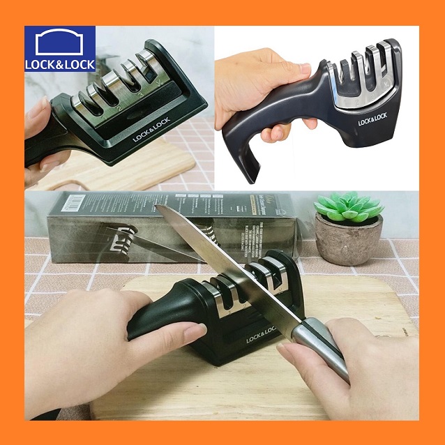 Dụng cụ mài dao kéo 4 lớp Lock & Lock CKK113 - CKK114 chống trơn trượt có tay cầm