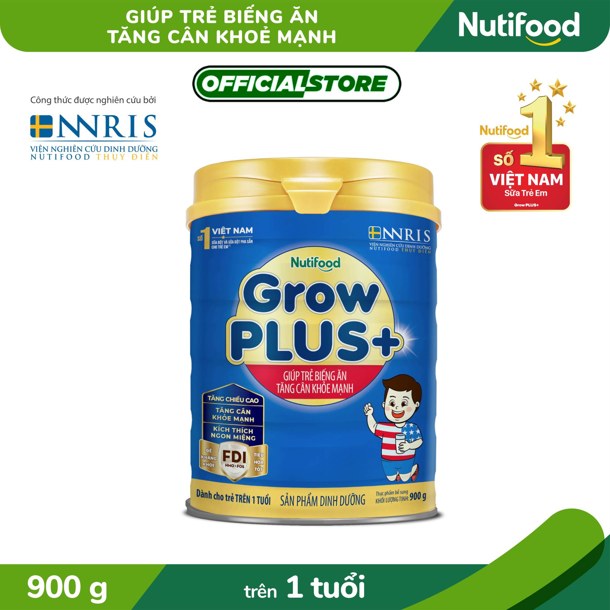 Sữa Bột GrowPLUS+ XANH 900g trên 1 tuổi [Ưu đãi vận chuyển]