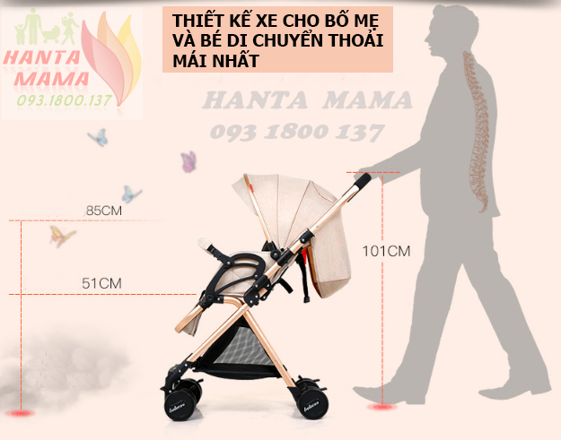 Xe đẩy Belecoo A8 2 chiều 3 tư thế, xe đẩy em bé