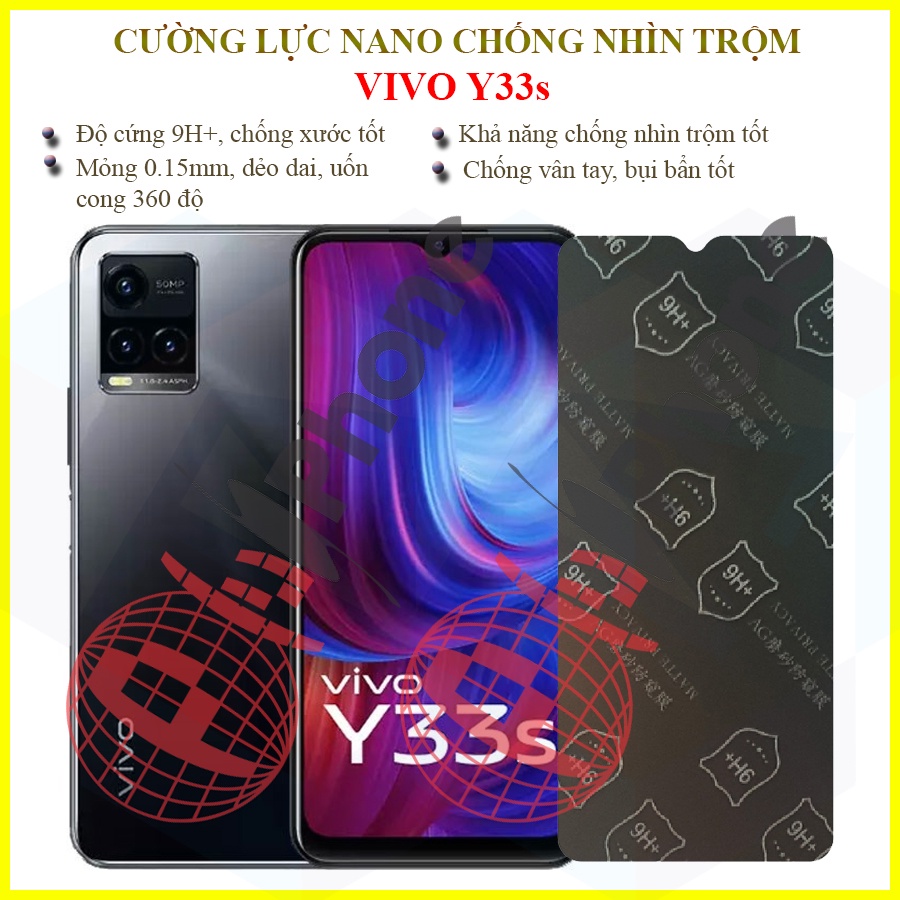 Dán chống nhìn trộm Vivo Y33s - Dán cường lực dẻo nano 9H+