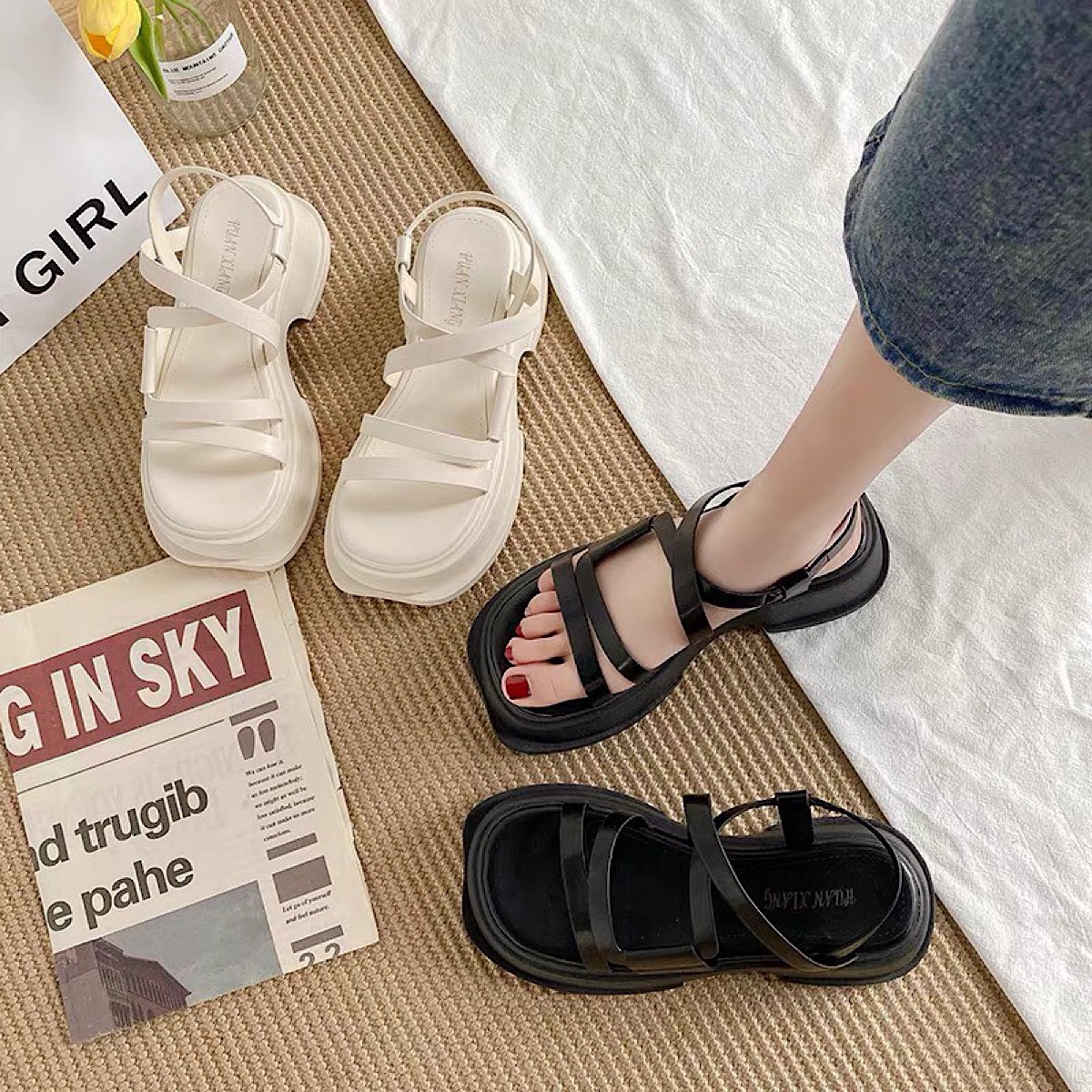 SANDAL ĐAN DÂY ĐẾ BÁNH MÌ SIÊU ÊM CHÂN