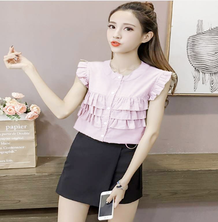 Sơ Mi Phối Bèo Dễ Thương