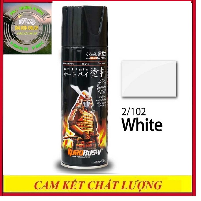 Sơn xịt xe máy samurai màu 102 màu trắng chai 400ml