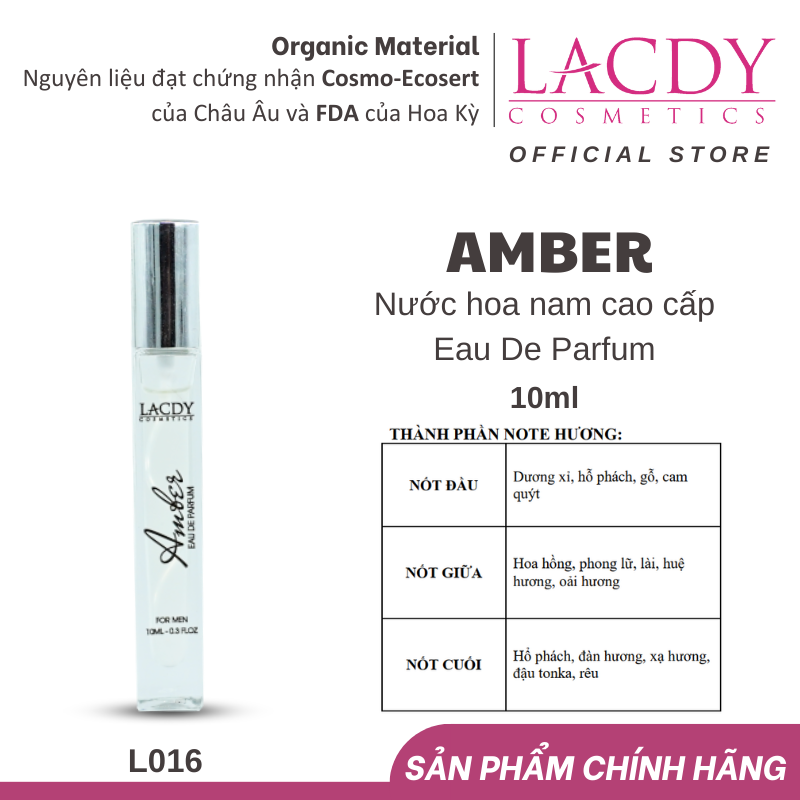 016 – AMBER – Nước hoa nam hương Hổ Phách (10ml)
