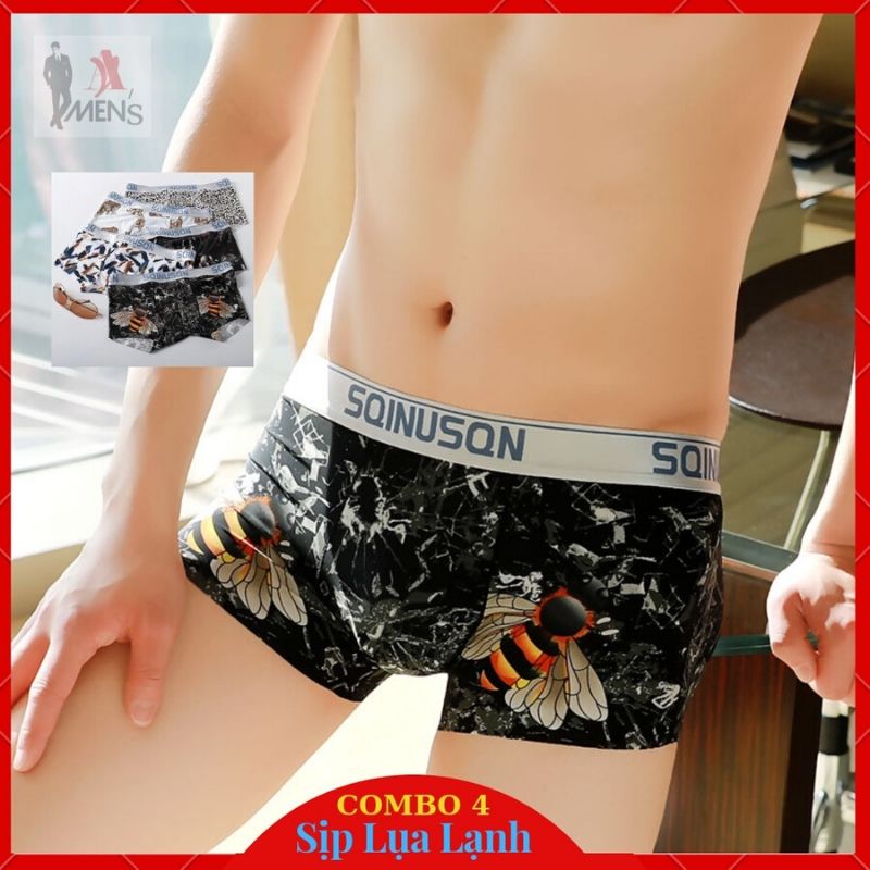 [ COMBO 4SP ] Sịp nam cao cấp chất lụa lạnh co dãn thoáng mát