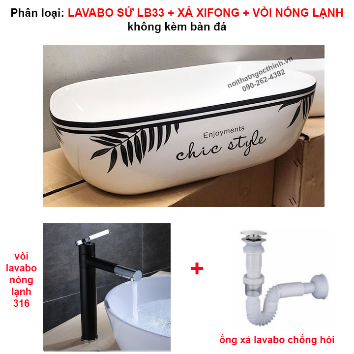 Lavabo sứ ovan viền tròn Đặt Bàn, Chậu rửa mặt đặt bàn men nano trắng sạch, chống bám bẩn