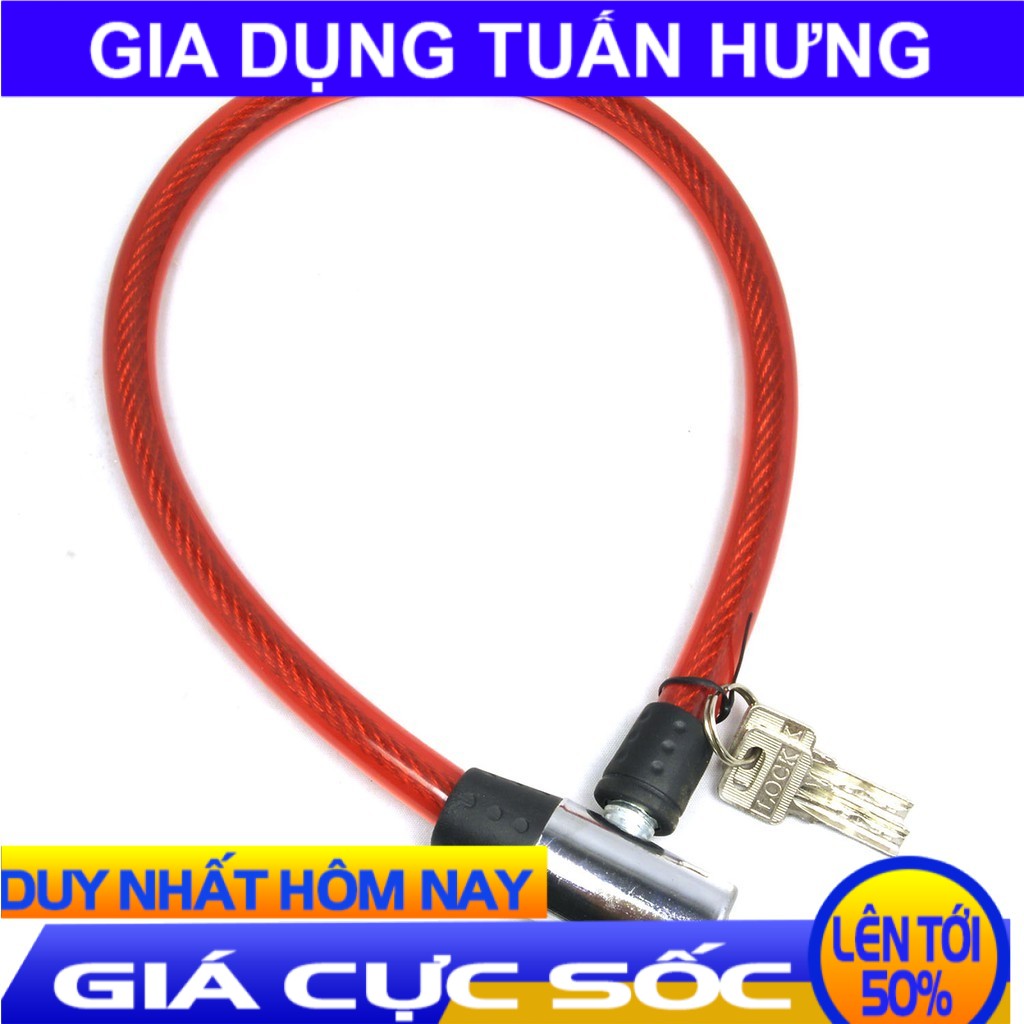 [ BẢO HÀNH 1 ĐỔI 1 ] Ổ khoá dây dùng chìa, loại lớn, cáp to dày siêu an toàn (khoá xe máy, xe đạp, khoá cổng)