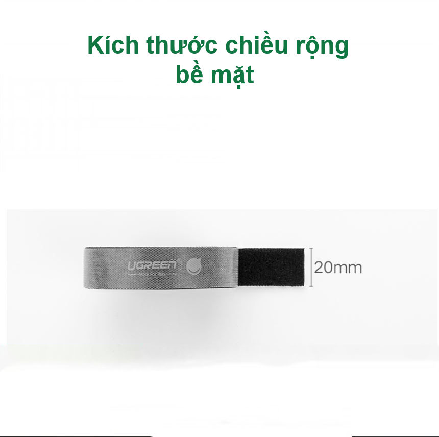 Dây dán Velcro màu xám UGREEN LP124 Tiện dụng đa năng  Dài 1-5m Bảo Hành 18 Tháng 1 Đổi 1 60484 40353 40354 60485 60483 40356 70111 40355 70110