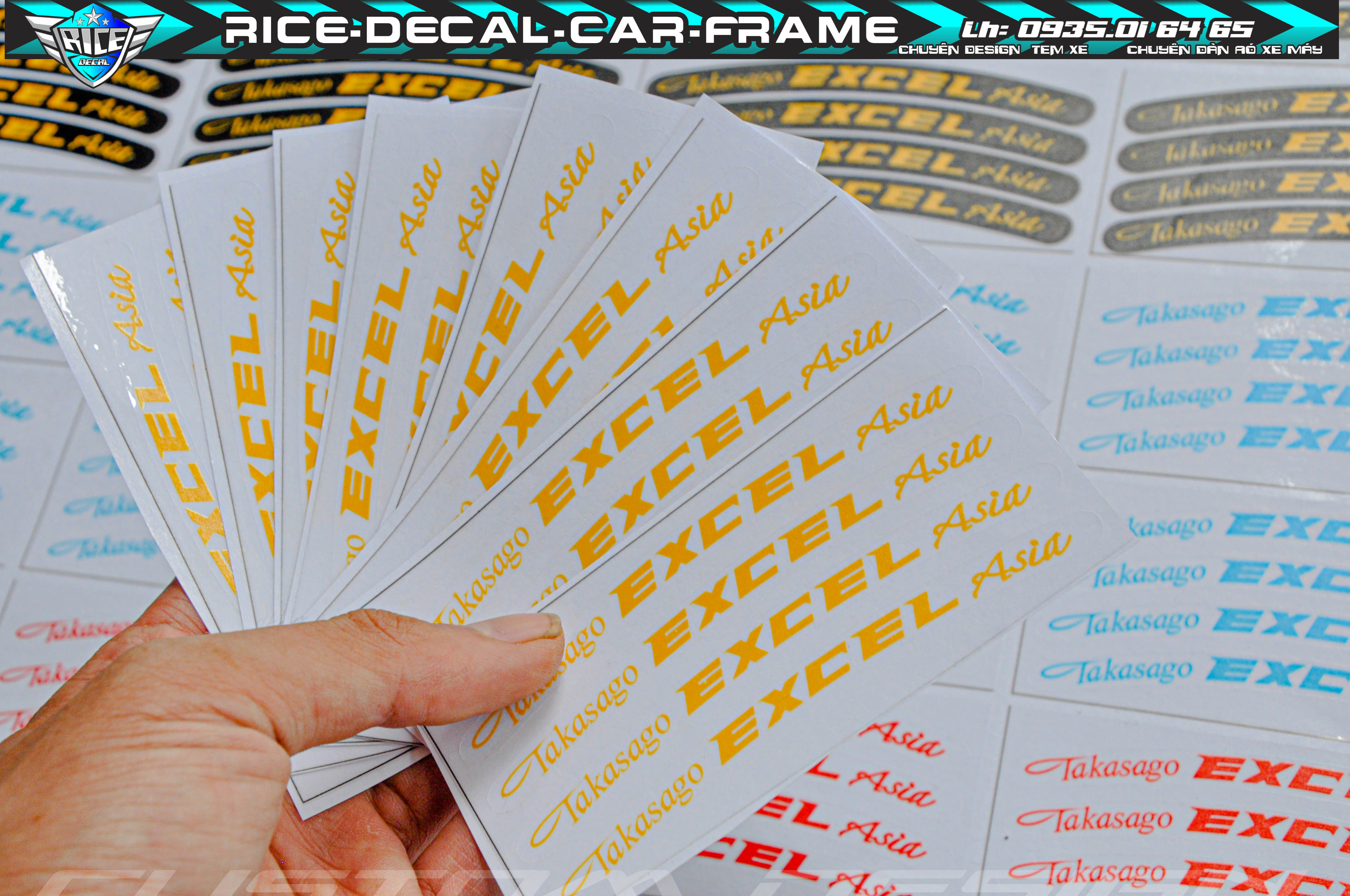 Tem niềng Excel Chuẩn chất lượng 1bộ 4 miếng dán ( In Uv Chất liệu Xịn )