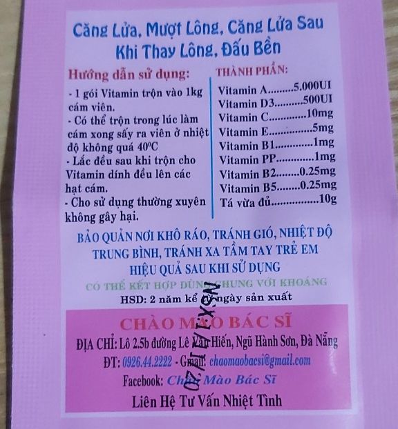 2 gói vitamin cho chim