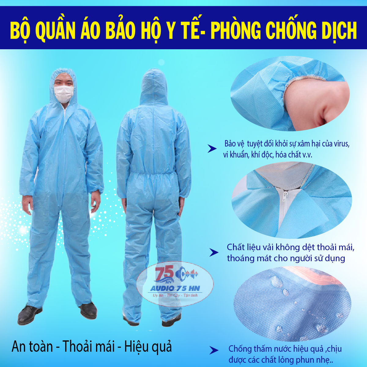 Bộ bảo hộ phòng dịch chất lượng cao - Bộ quần áo phòng dịch chống tĩnh điện, chống thấm nước an toàn, hiệu quả