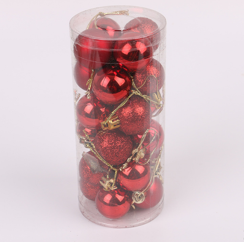 Hộp 24 quả châu trang trí noel 6cm MẪU E13