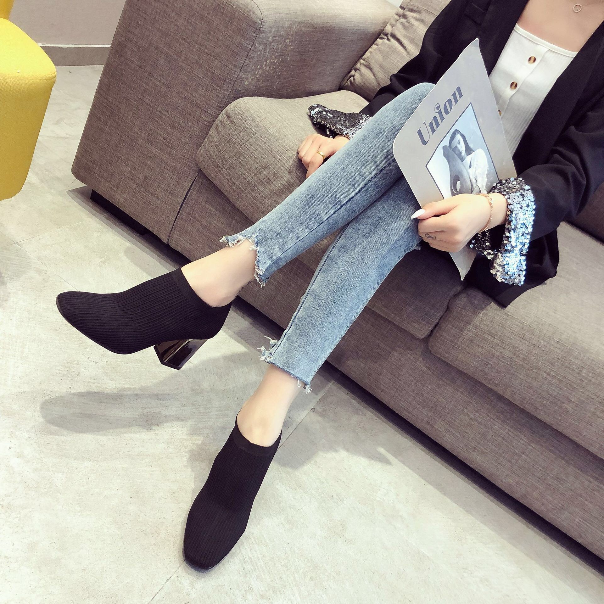 Bốt len ,bốt sợi ,giày cao gót cổ thấp