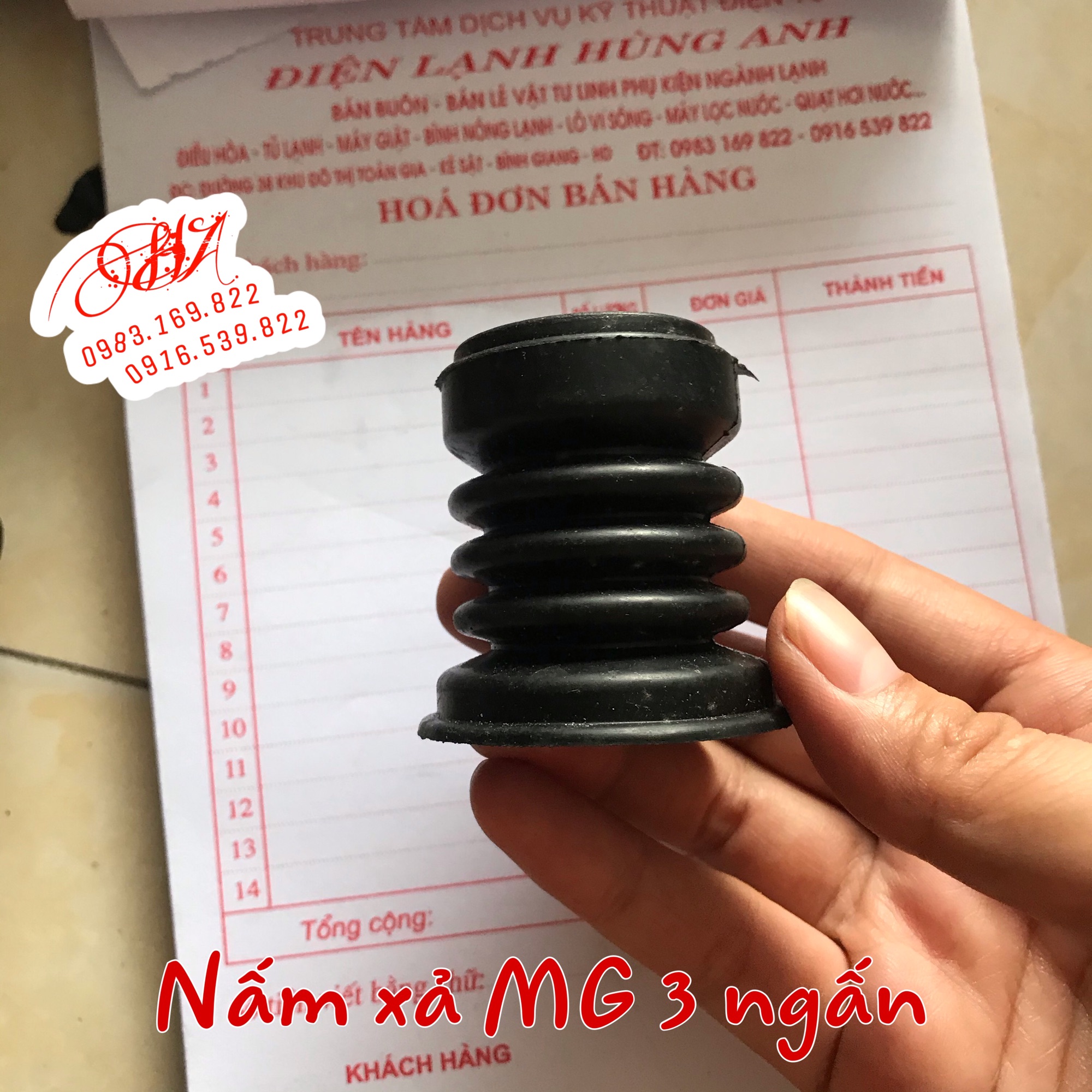 Nấm xả máy giặt 3 ngấn, vật tư điện lạnh hùng anh
