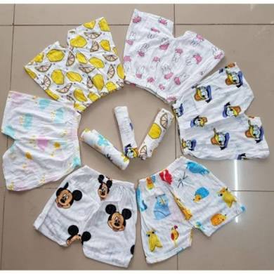 combo 10 quần đùi cotton giấy cho bé
