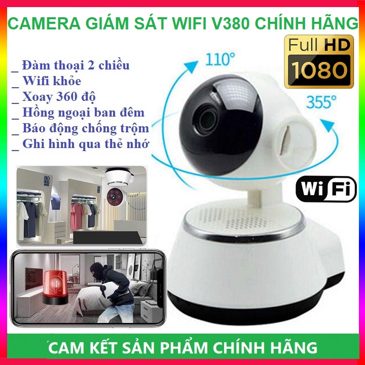 Camera wifi, camera không dây, camera wifi không dây đàm thoại 2 chiều, camera wifi ip v380 pro giám sát xoay 360 độ phát hiện chuyển động, camera mini quan sát ban đêm bằng tia hồng ngoại