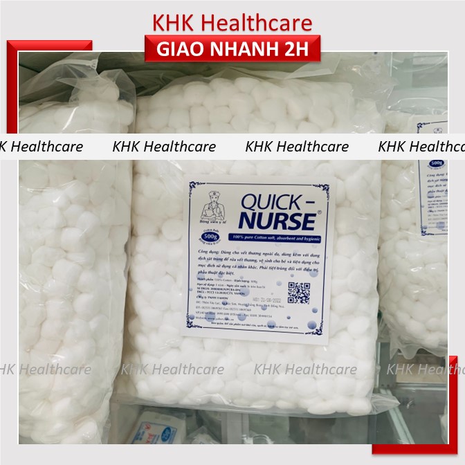 Bông gòn viên QuickNurse 500gr dùng trong sơ cấp cứu y tế, spa thẩm mỹ