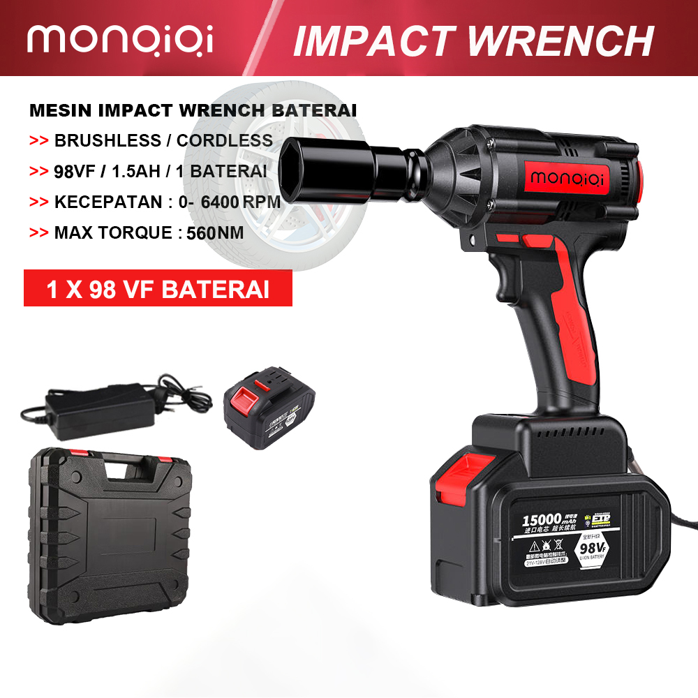 Máy Siết 98V Pin Khủng Động Cơ Không Chổi Than Cờ lê điện Ổ cắm Monqiqi Máy khoan không dây có thể sạc lại Cờ lê tác động