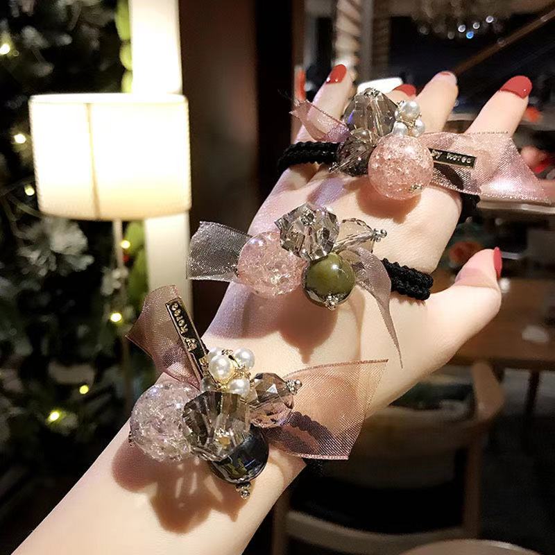 Set 3 dây buộc tóc pha lê cao cấp Siêu Đẹp (Hàng nhập khẩu) – Phong cách Hàn Quốc sang trọng dễ thương chất liệu dây buộc cao cấp co giãn tốt không kén tóc - Dây cột tóc cột tóc nữ chun buộc tóc thun buộc tóc