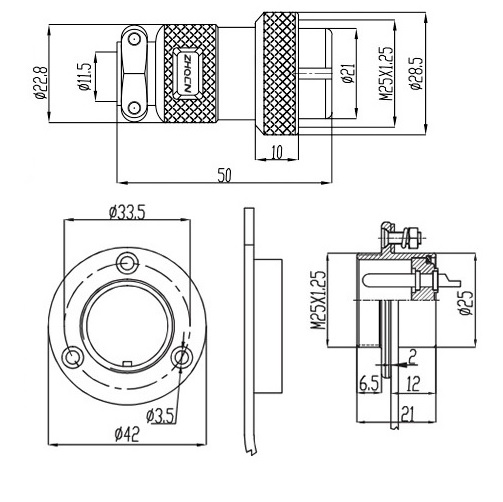 Bộ giắc cắm đực và cái M25 7 chân