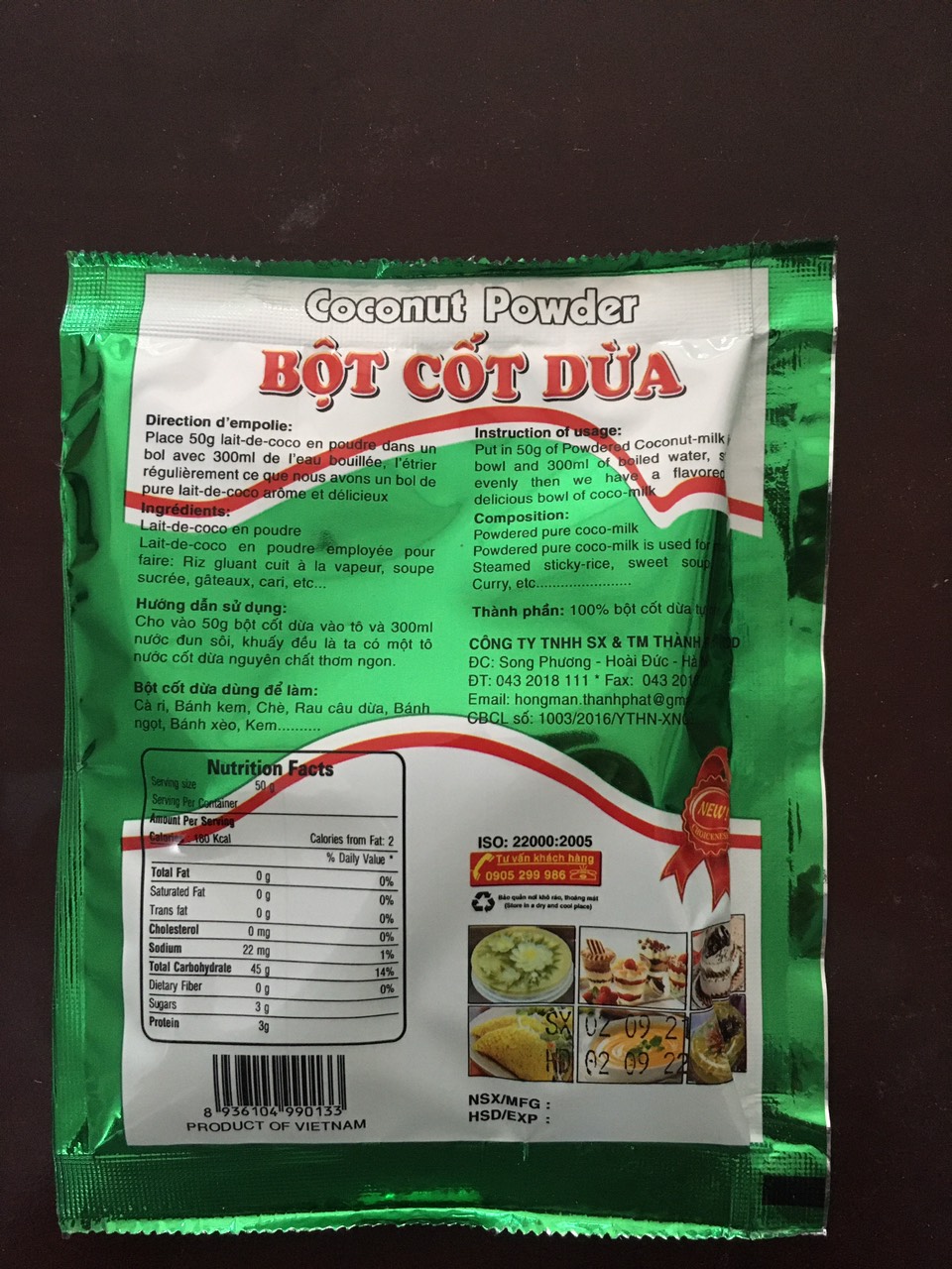 Bột cốt dừa Thành Phát ( túi 10 gói 50gram nhỏ)