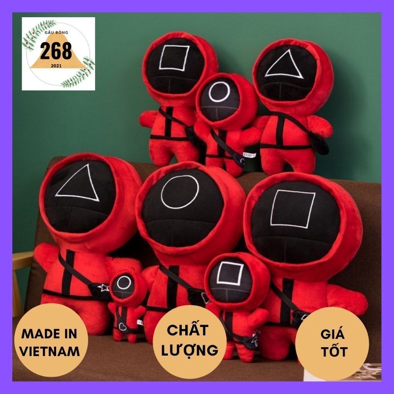 Gấu Bông Squid Game  - size 70cm - 50cm - 35cm - lính canh gác - trò chơi con mực hàng Việt Nam chất lượng cao - gaubong268