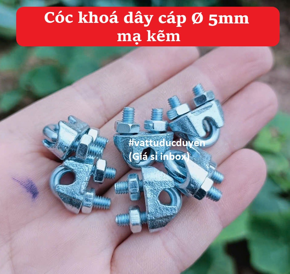 Cóc khóa dây cáp thép mạ kẽm Ø 5mm