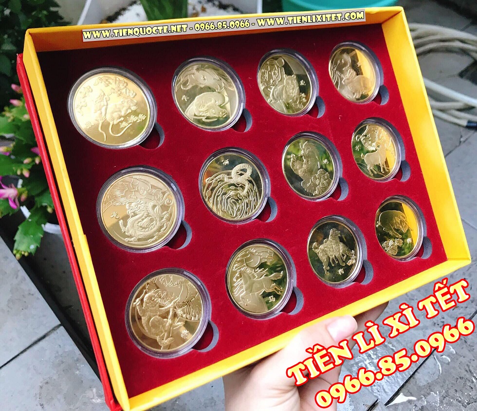 Bộ Tiền Xu 12 Con Giáp May Mắn Quà Tặng Tết Nguyên Đán Lấy Lộc Năm Mới
