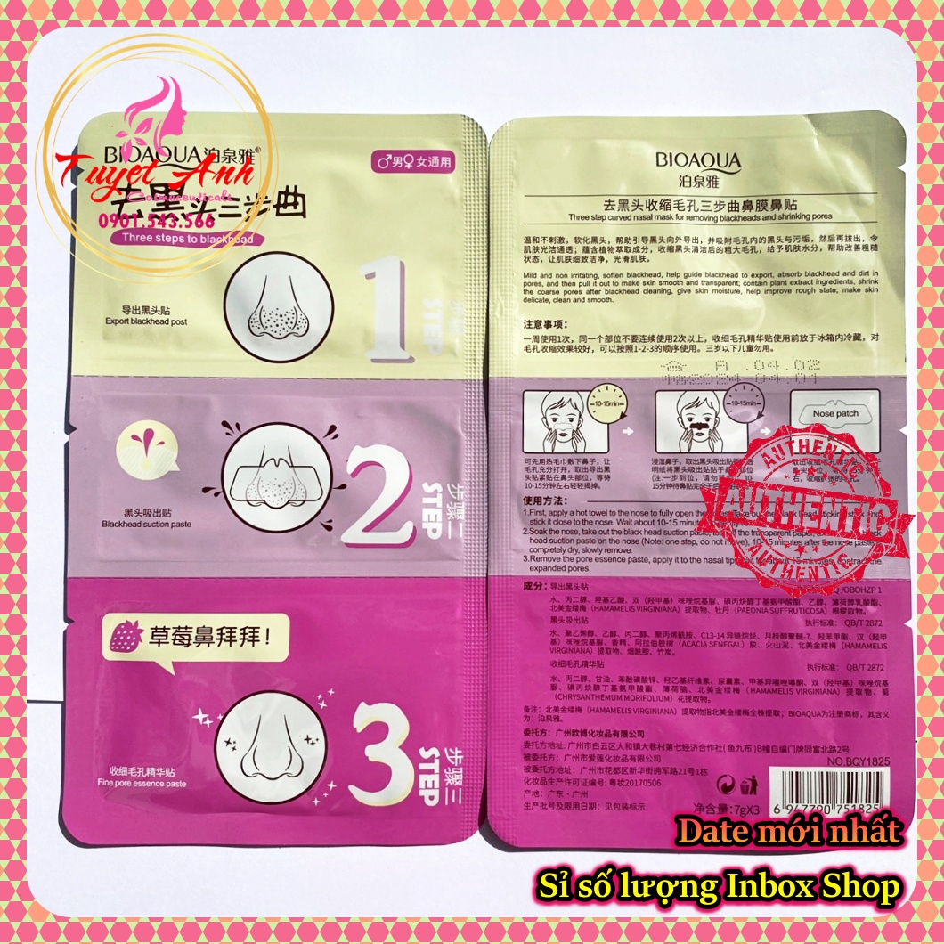 [HCM]Mặt nạ lột mụn đầu đen BIOAQUA (Set 3 bước)