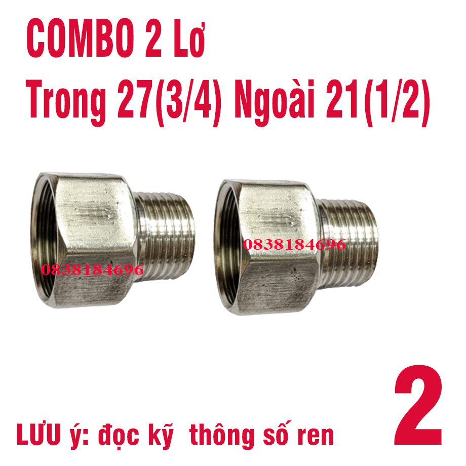 2 chiếc lơ inox 304 ren ngoài 21mm-ren trong 21mm. Cà rá, nối ren ngoài ren trong 27 21mm, T cầu . T chia nước nhà vệ sinh, lơ thu, kép nối Van T cầu, T cầu ốc, Lựa chọn theo nhu cầu trong Bài
