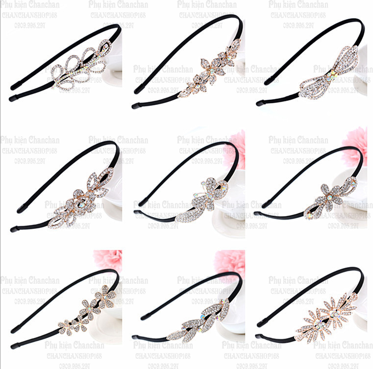 Cài tóc nhung đính cườm lấp lánh màu đồng 45k