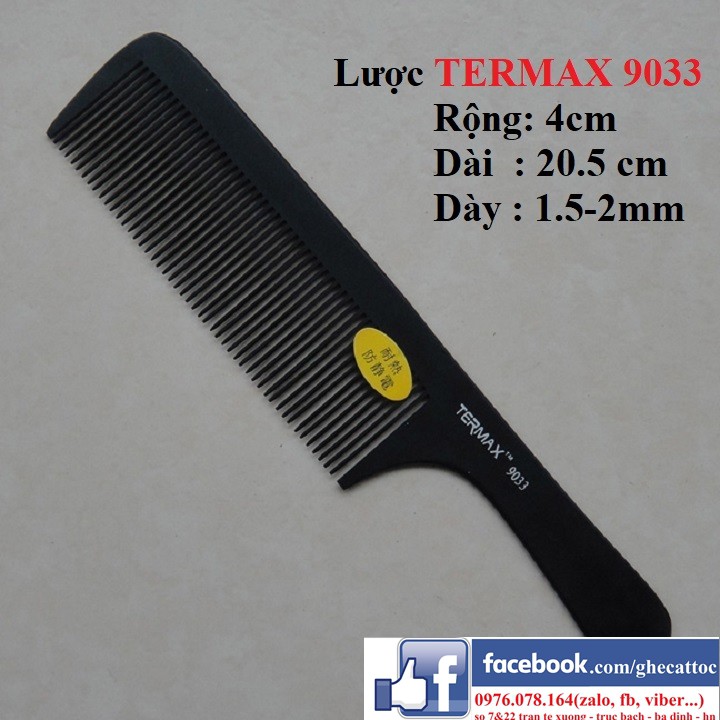 LƯỢC CẮT TÓC NAM BARBER BẢN TO TERMAX 9033 - Đen Black