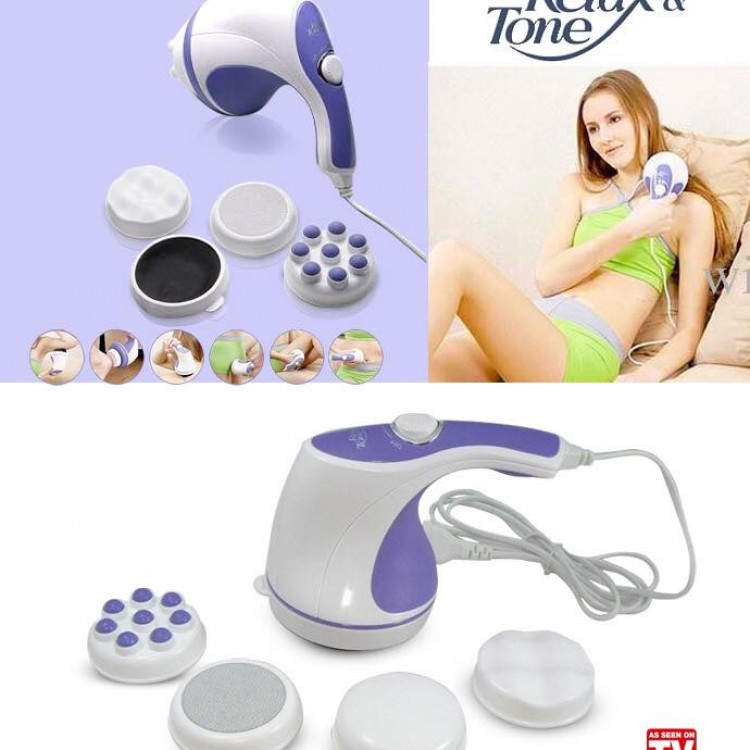 [HCM]máy massage cầm tay mini đánh tan mỡ bụng Relax Spin Tone (3 đầu massage)
