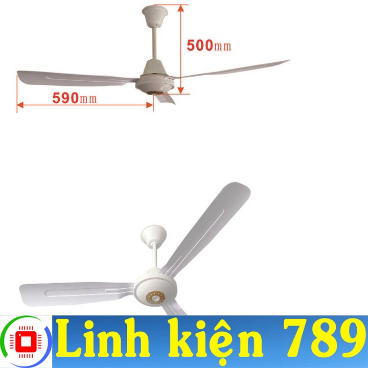 Quạt trần 12v - 24v không chổi than 3 cánh nhựa sải cánh 118cm