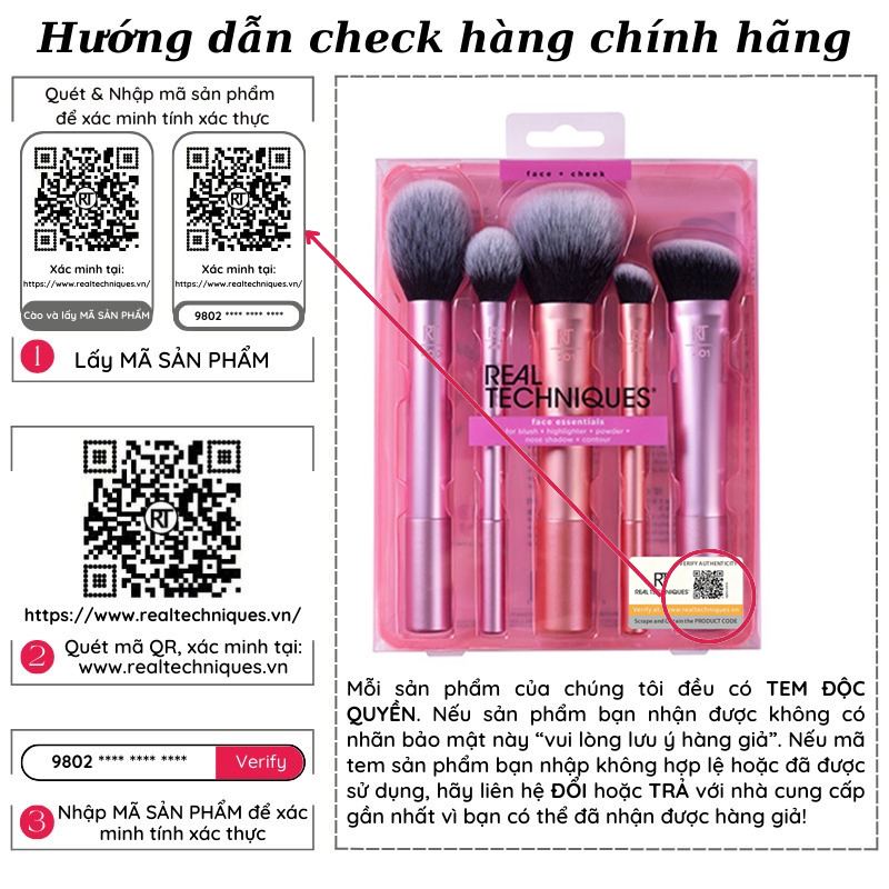Bộ Cọ Cá Nhân 5 Cây RT Real Techniques Face Essentials Set Brush