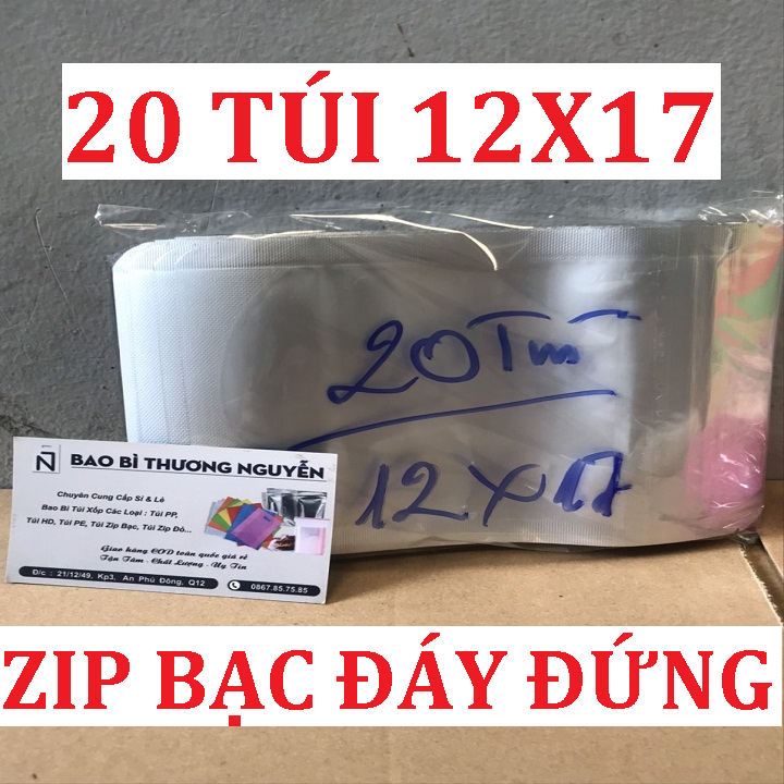 20 Túi Zip Bạc & 2 Mặt Trong Đáy Đứng 12 17 Đựng Bột