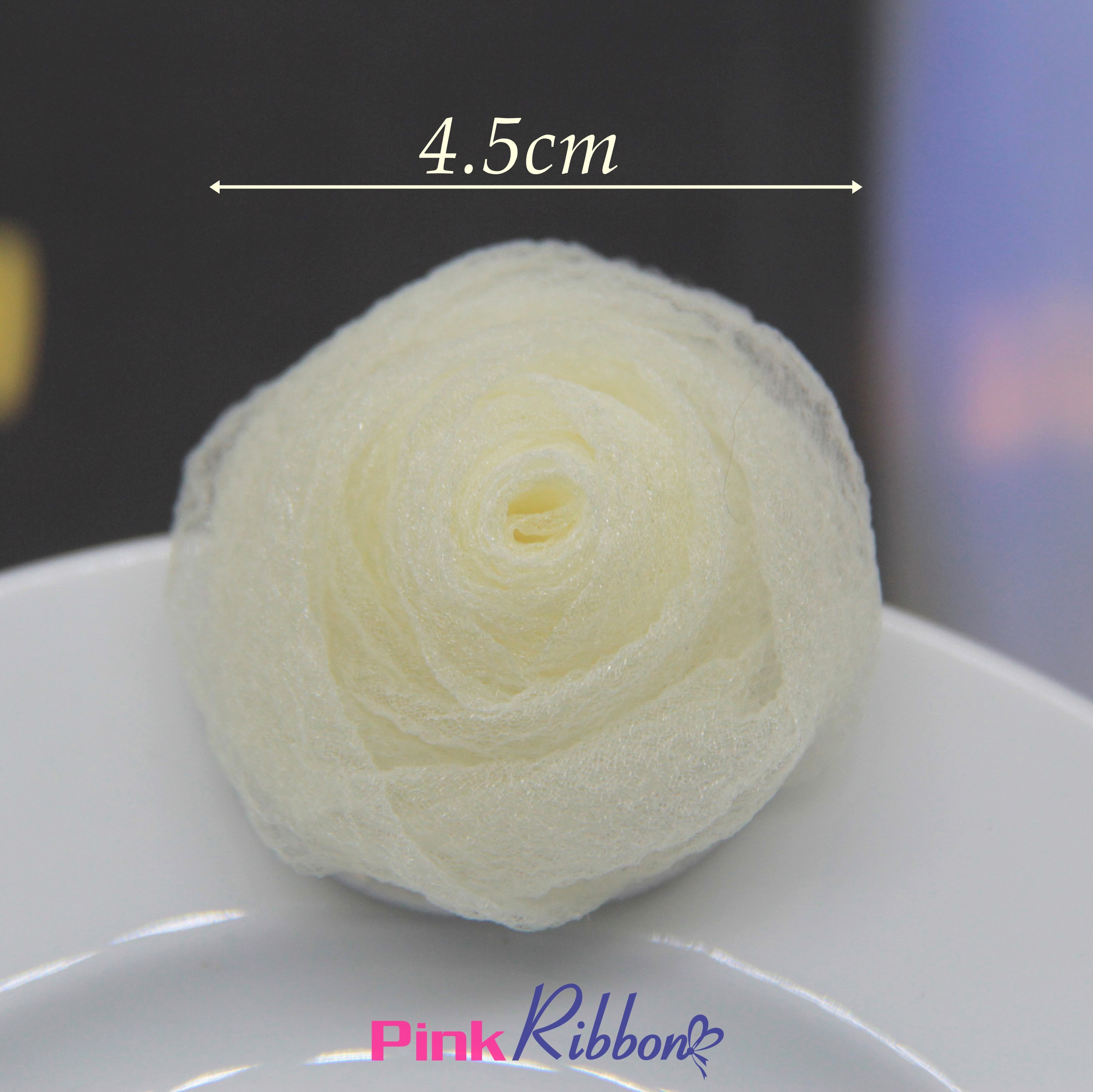 Hoa hồng cuộn vải voan xốp kích thước 4.5cm