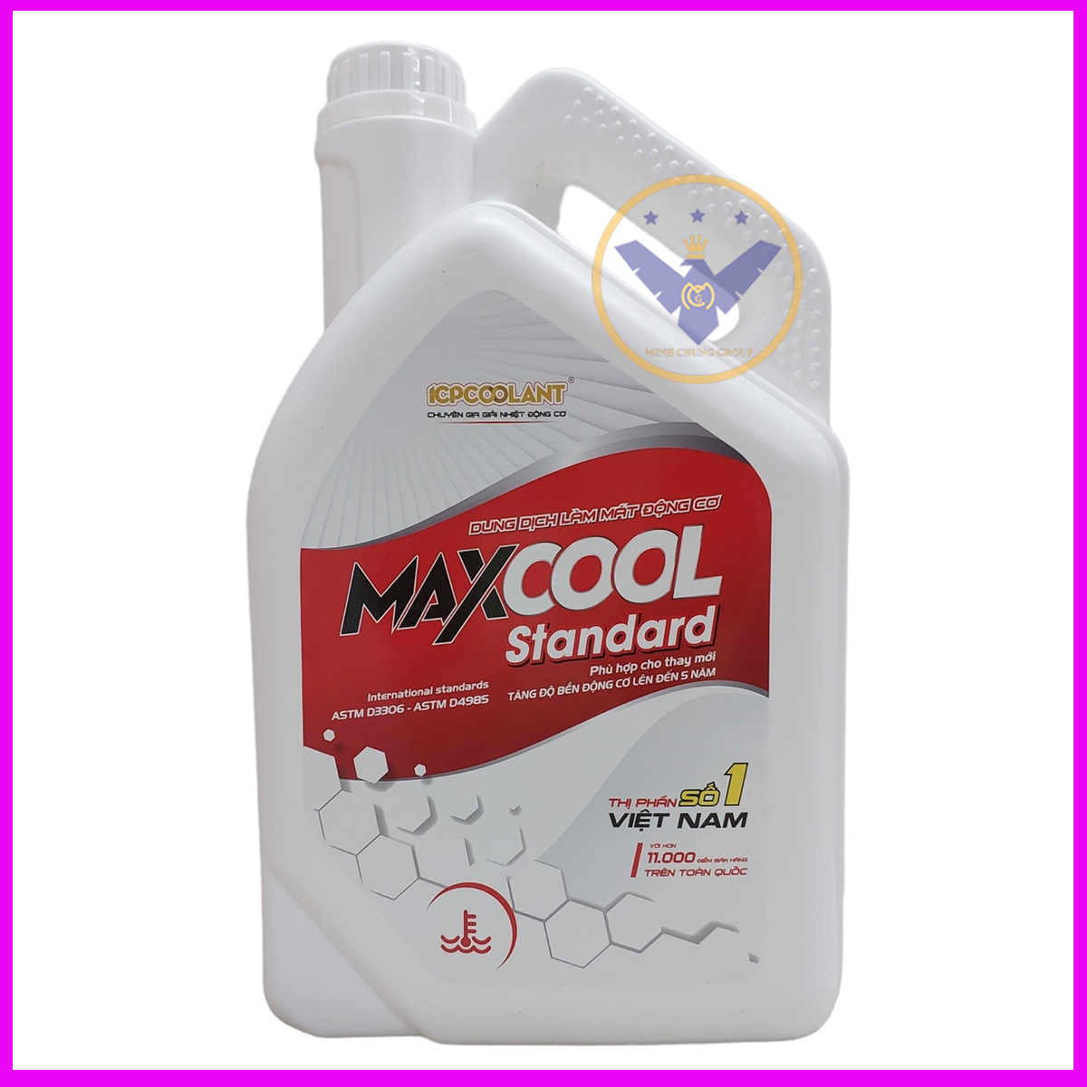 2 nước làm mát xe ô tô màu đỏ Maxcool Standard can 4L