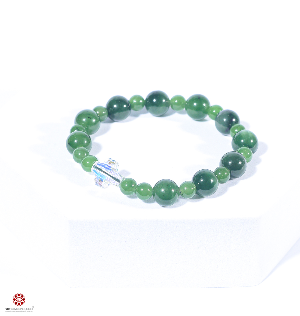Vòng Chuỗi Mân Côi Ngọc Bích 8mm - Nephrite Canada tự nhiên 100% nuôi dưỡng thân tâm an lạc - Hợp tất cả các mệnh - Nhiều sự lựa chọn | VietGemstones