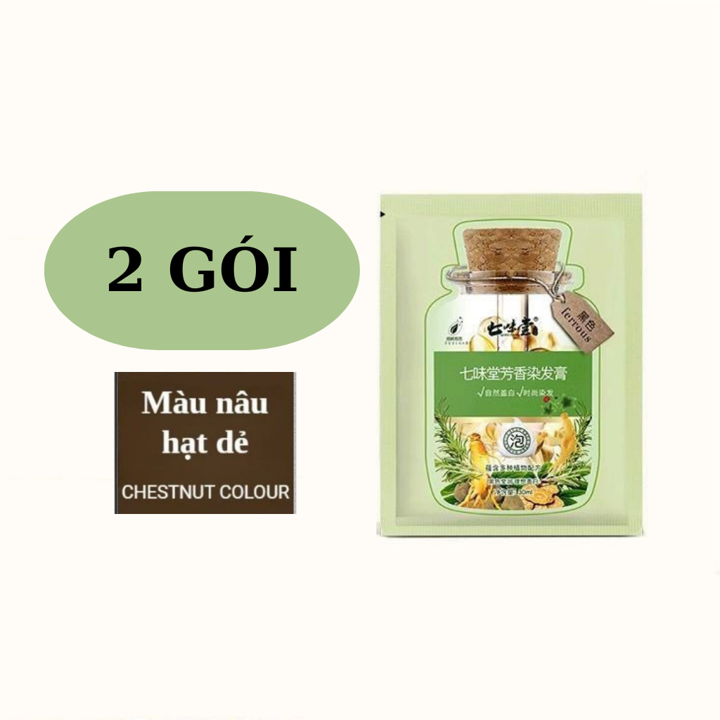 Dầu gội nhuộm tóc qiweitang chiết xuất trắc bá diệp, hà thủ ô, lên màu đều đẹp tự nhiên