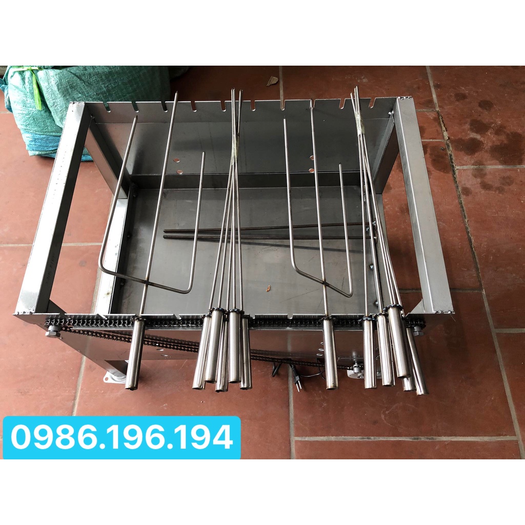 [ Bộ 10 xiên ] Máy nướng thịt, chả mini tự động chuẩn 100% inox